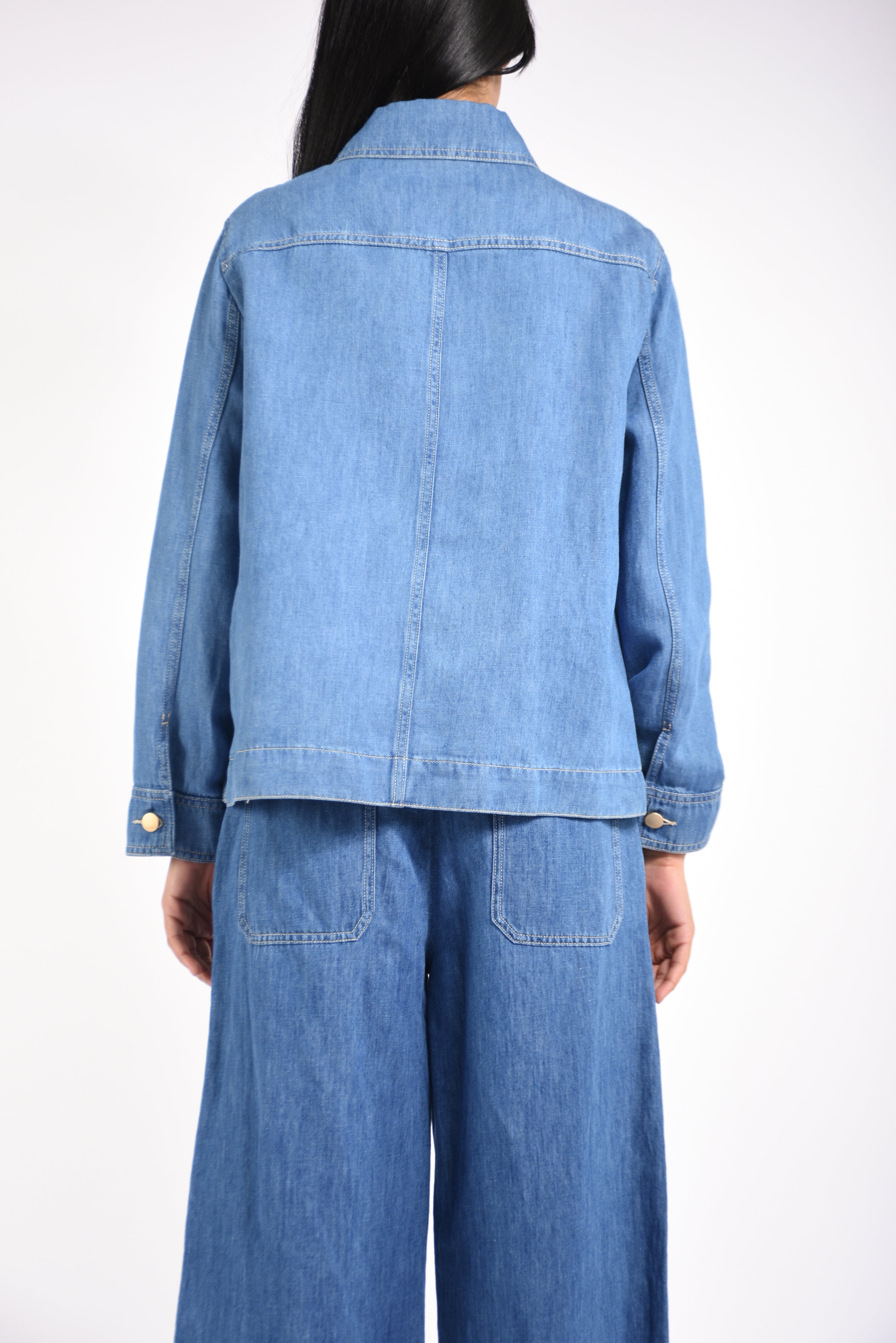 Giacca in denim di cotone e lino galante