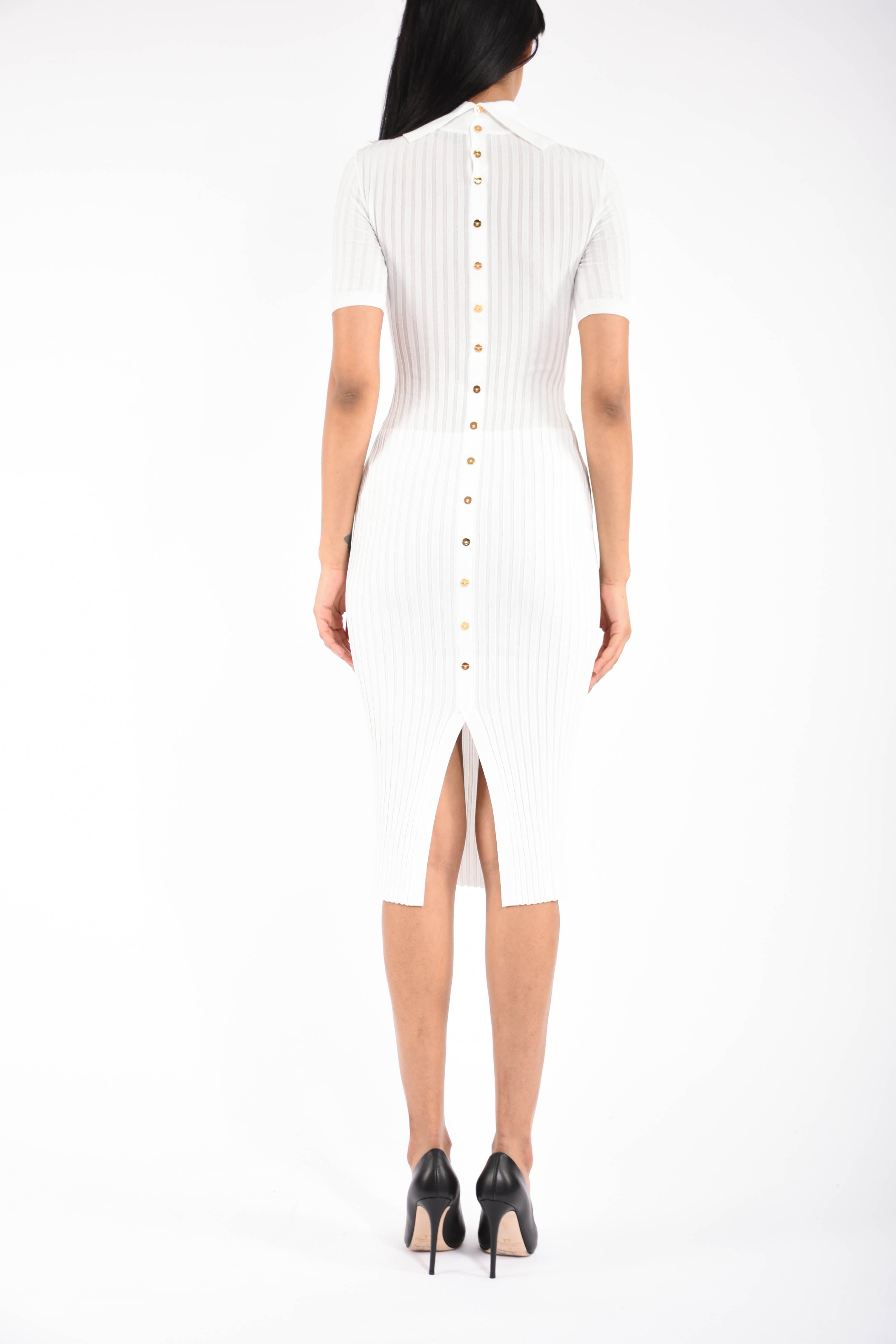 Abito midi in maglia con trasparenze