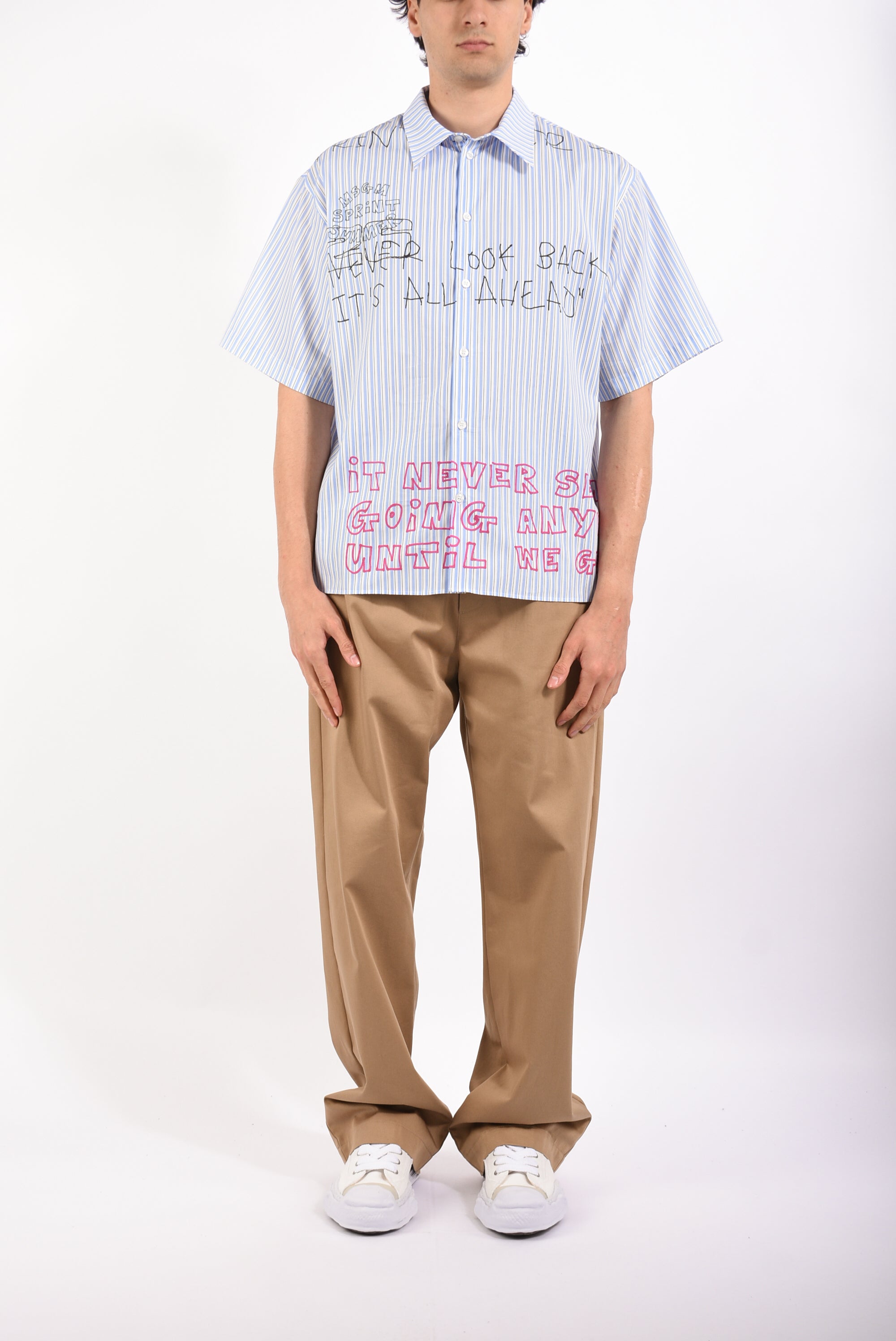 Camicia rigata in cotone