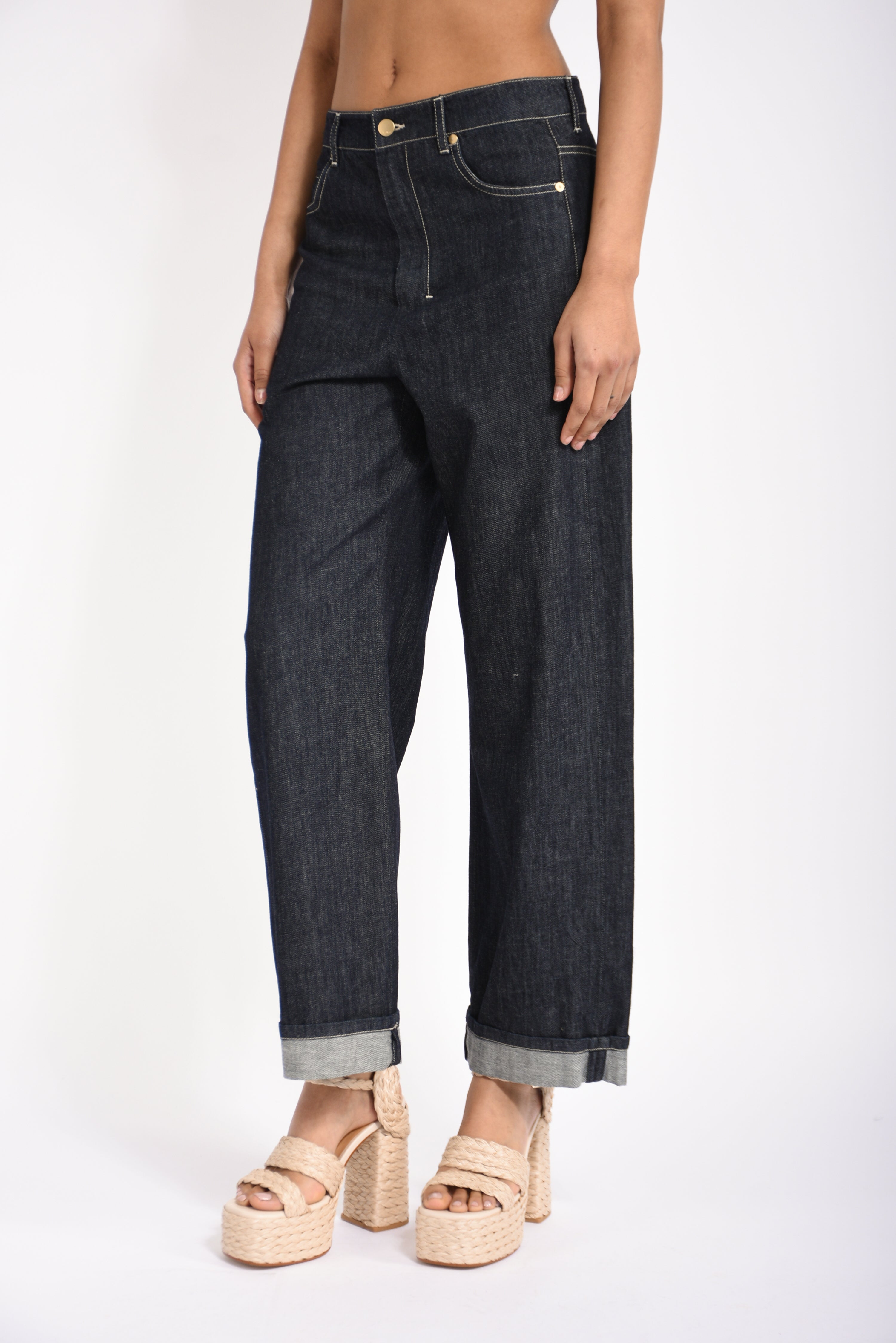 Jeans in denim con risvolto chiara
