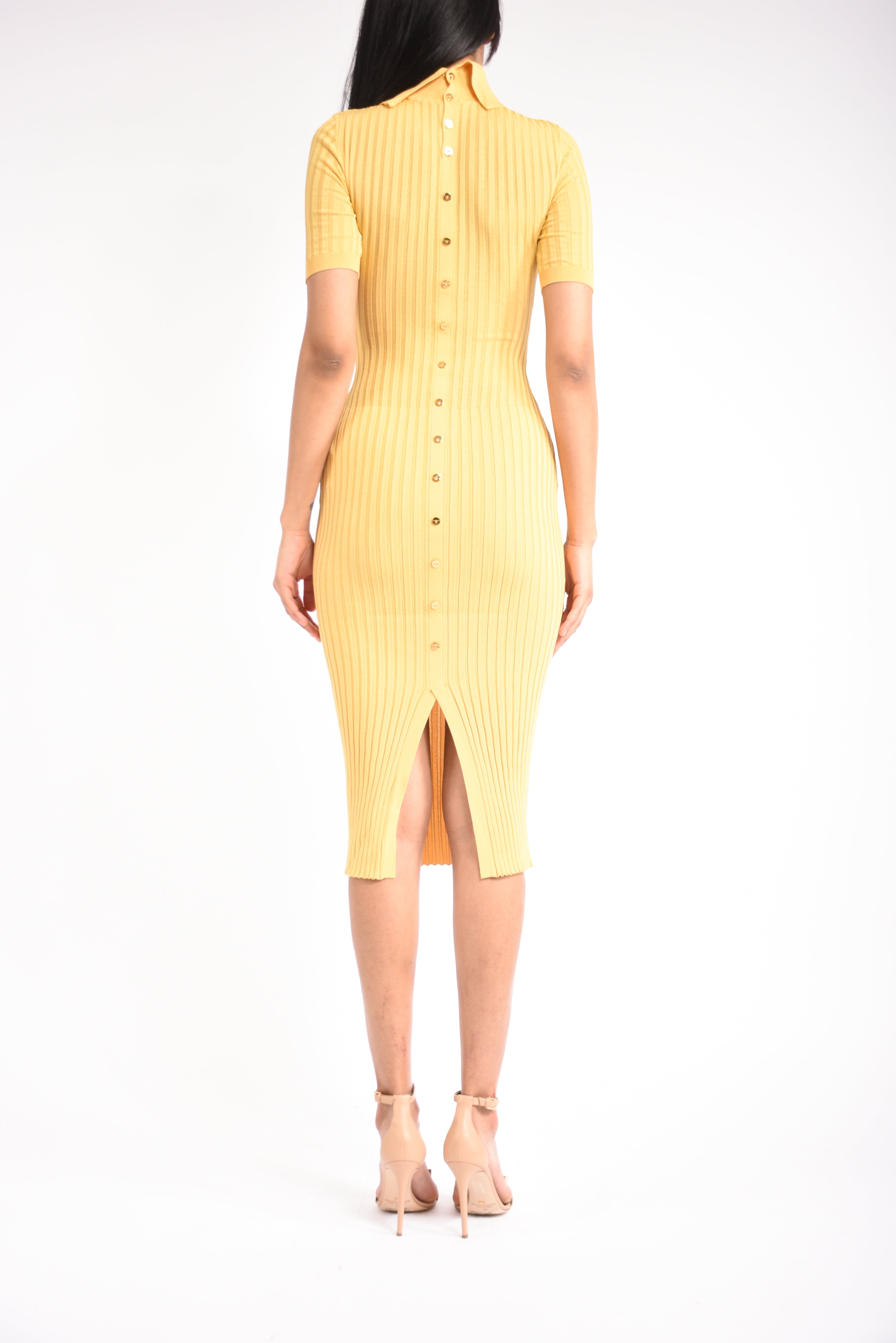 Abito midi  in maglia con trasparenze