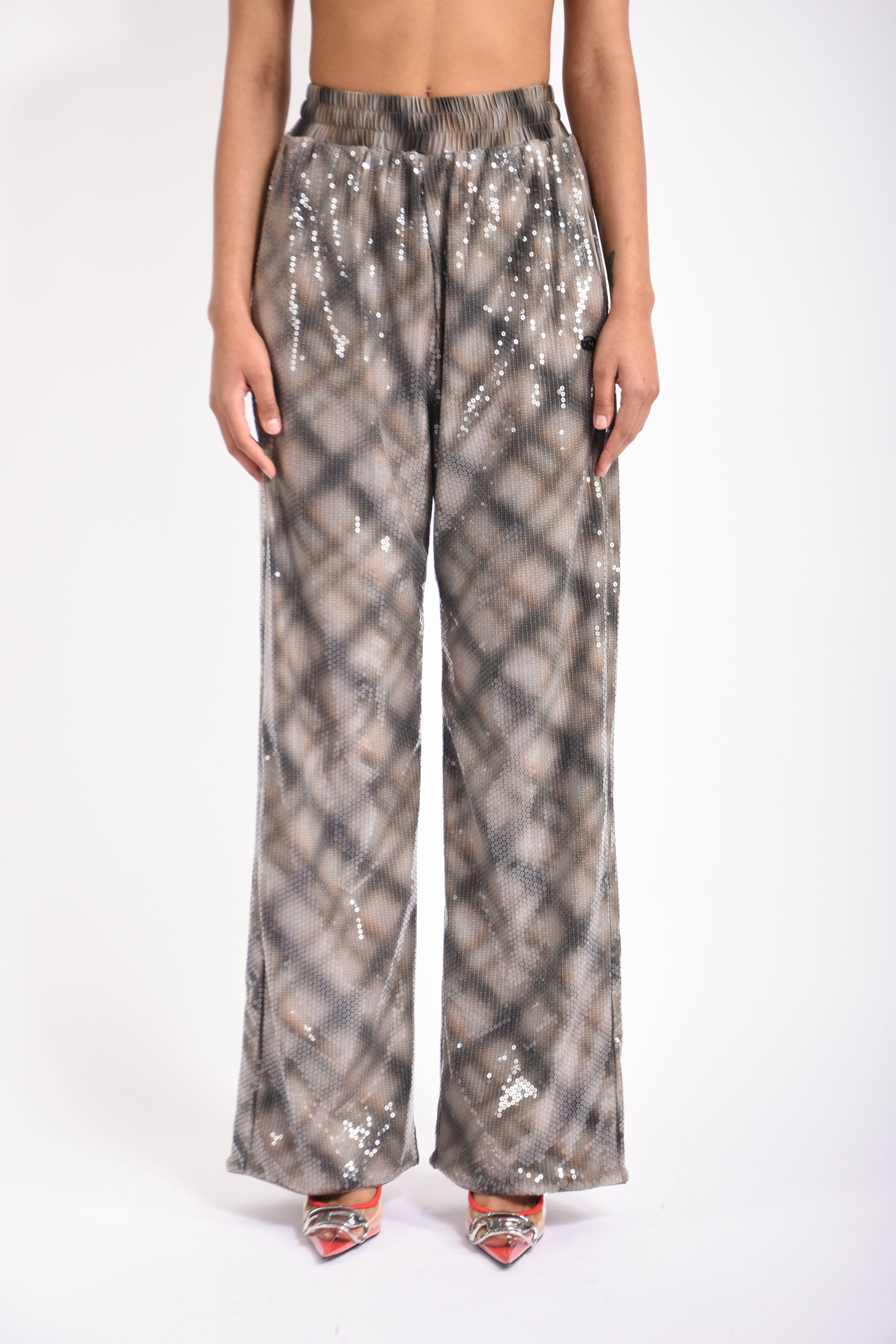 pantaloni ampi in paillettes p-erqueen