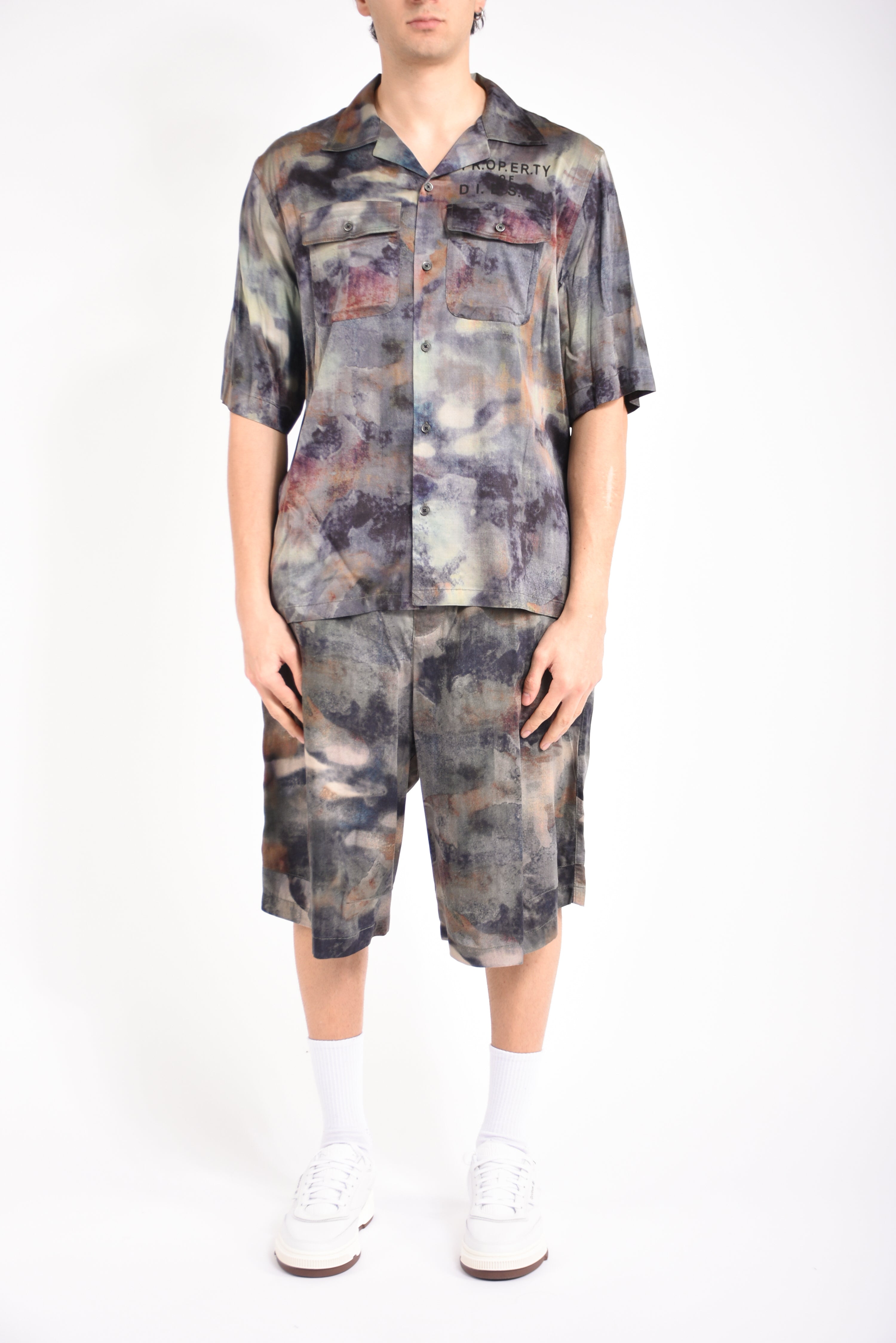 Bermuda  in raso stampa camouflage