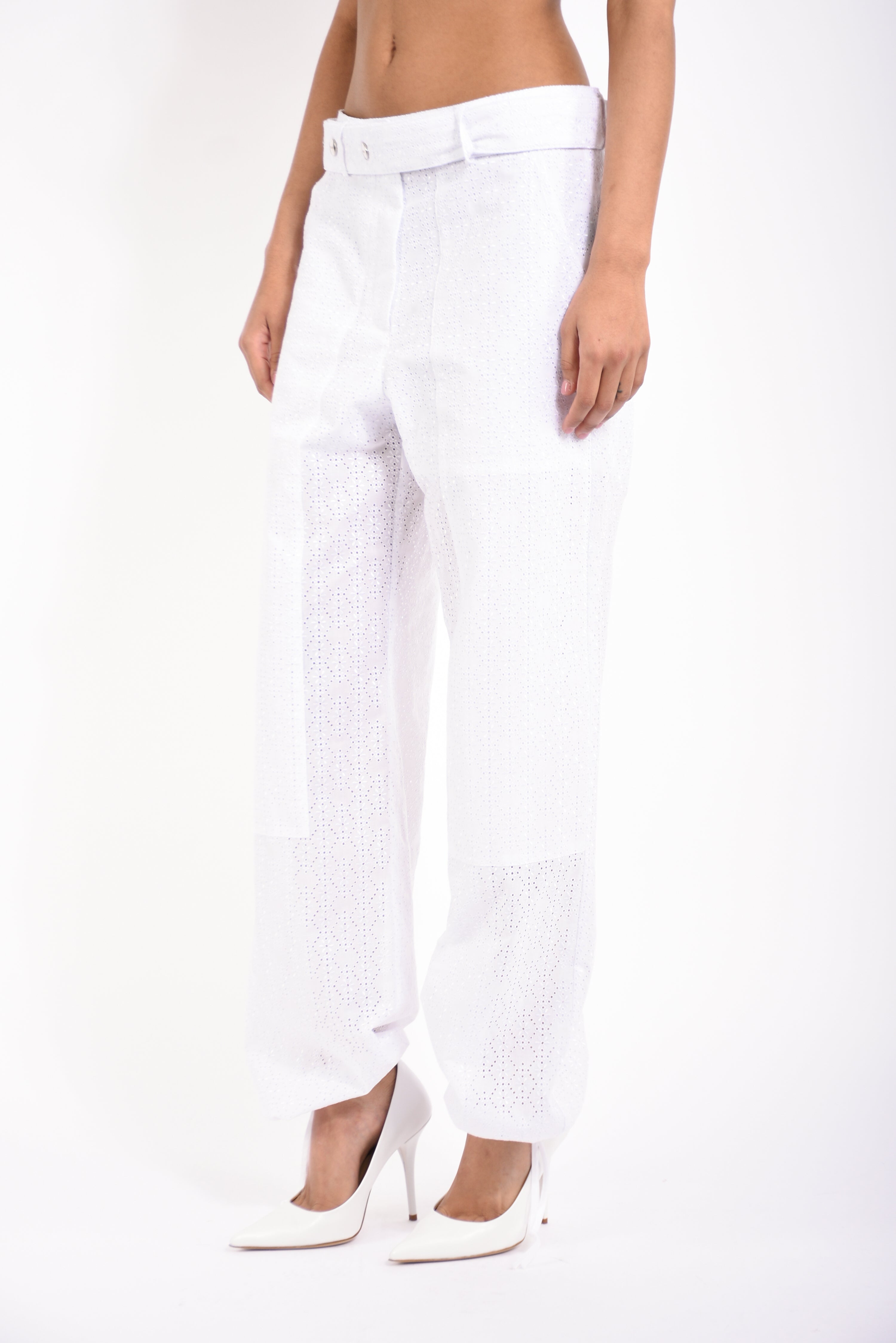 pantaloni a gamba larga in popeline