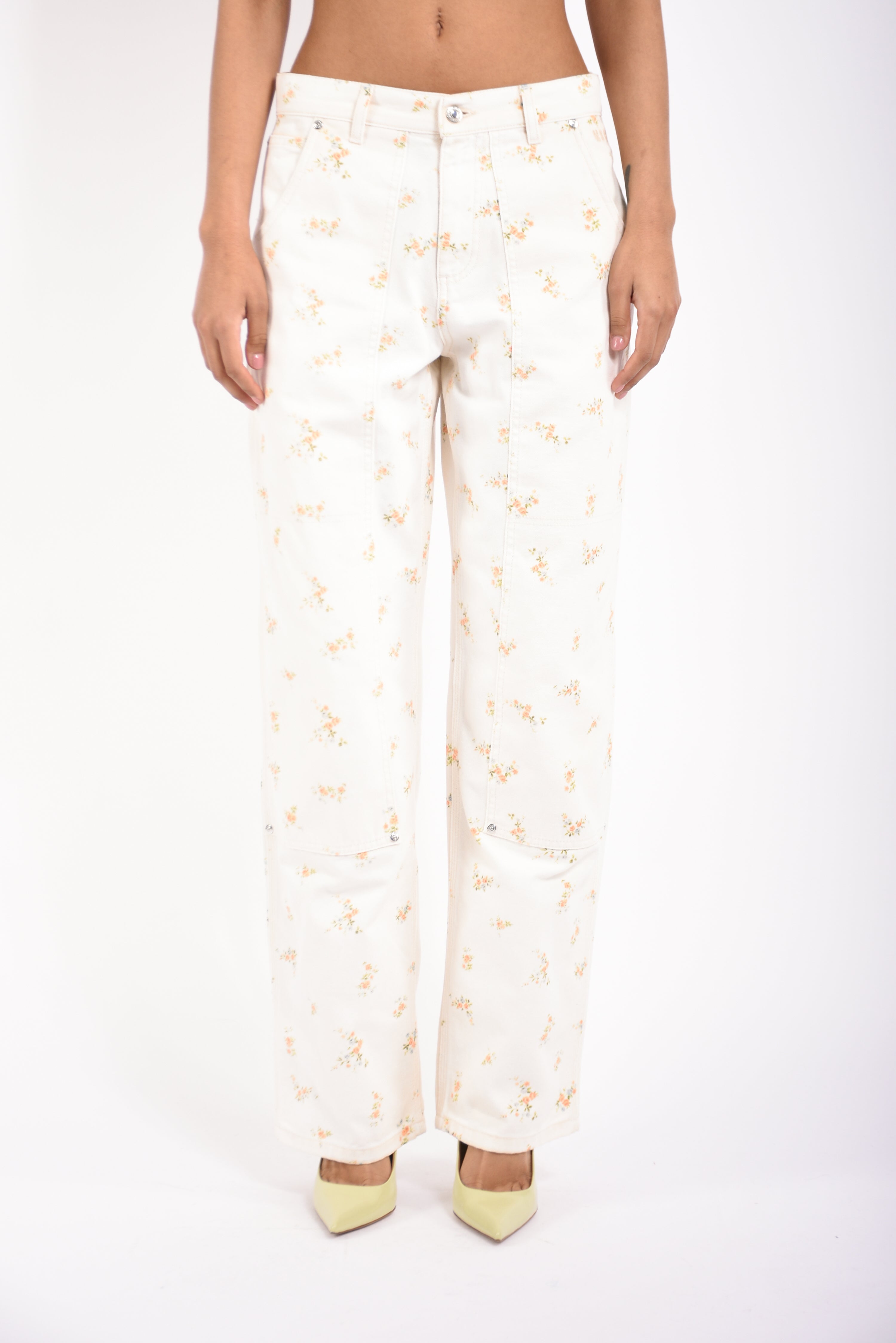 jeans in canvas di cotone stampato