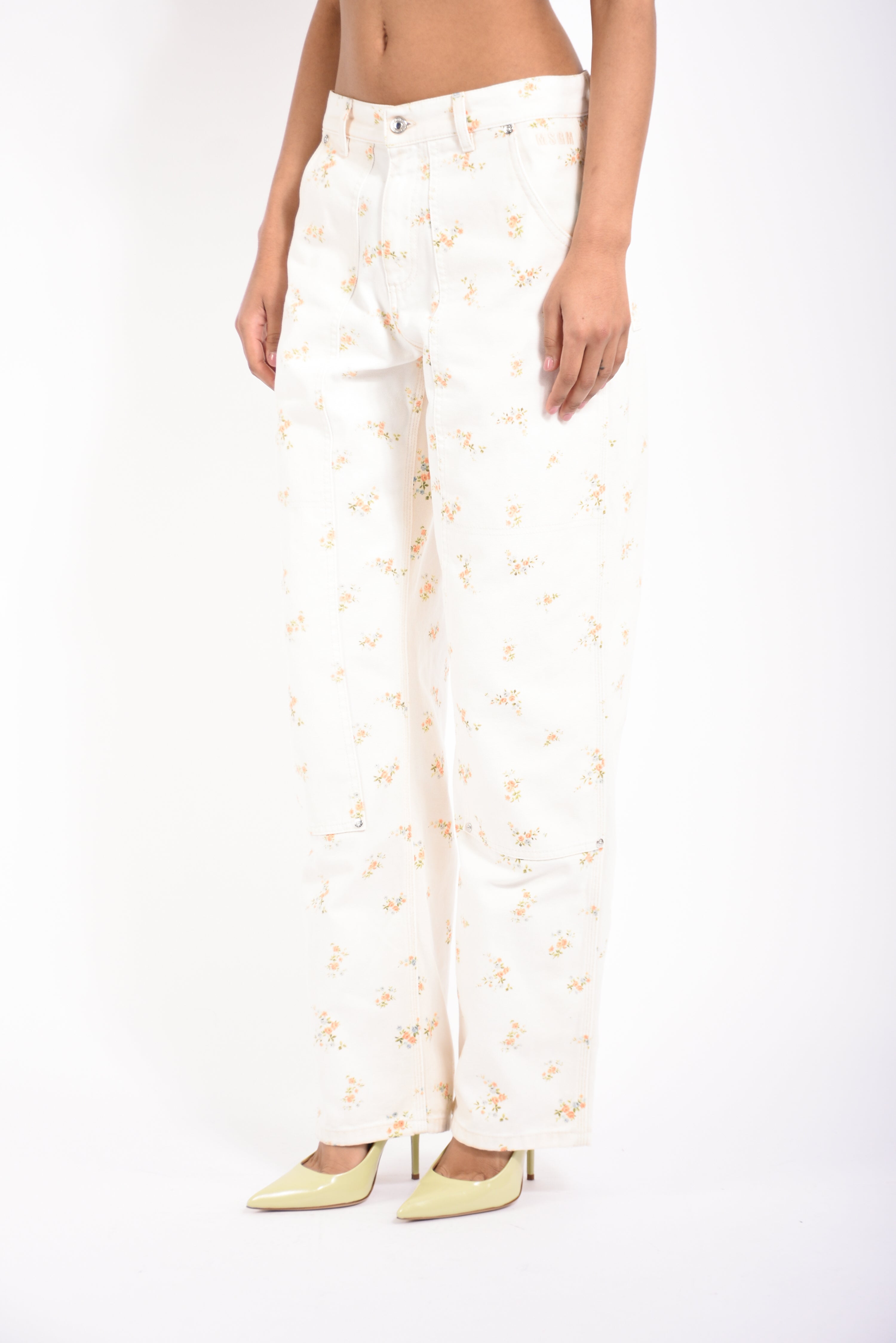 jeans in canvas di cotone stampato