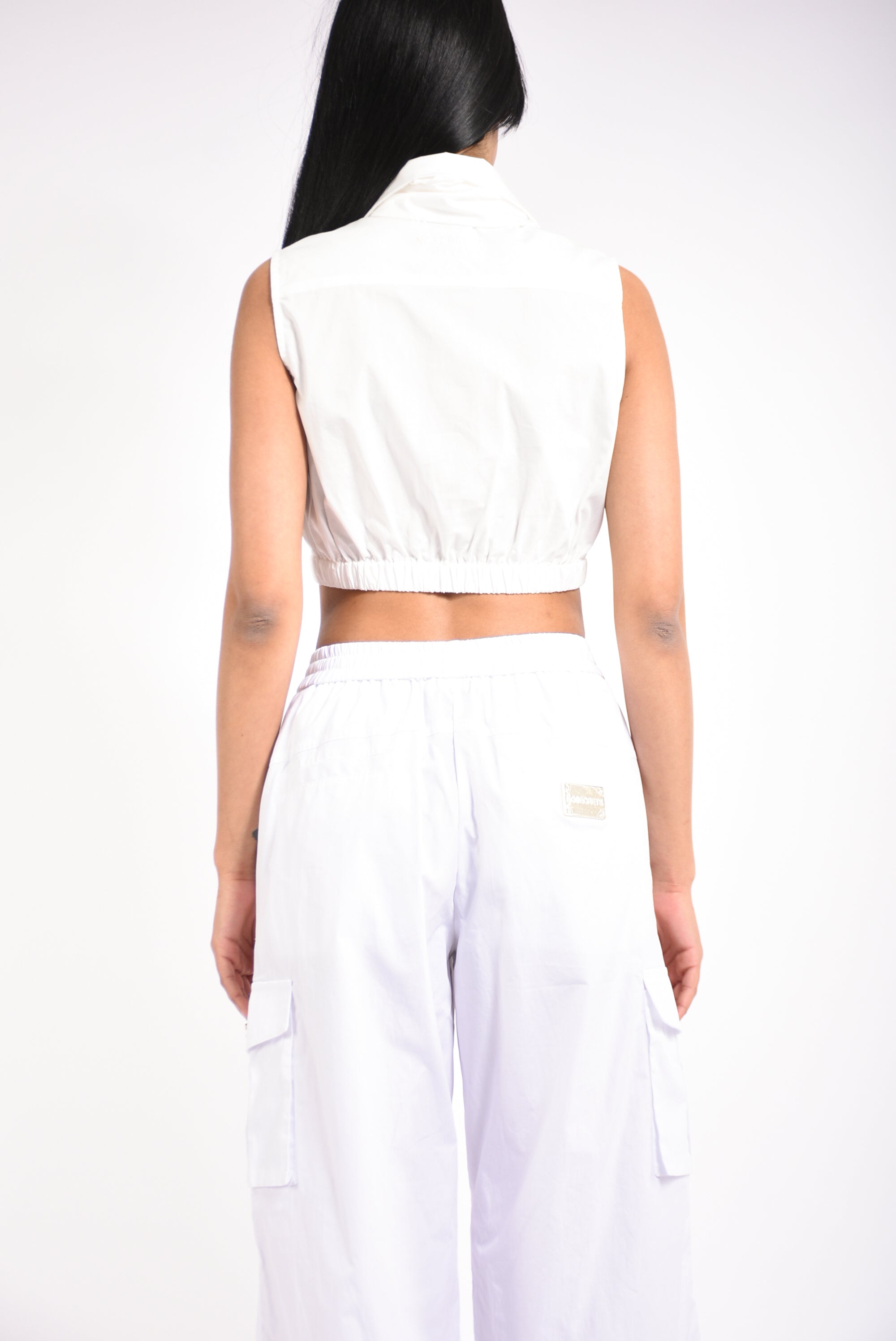 camicia crop in cotone