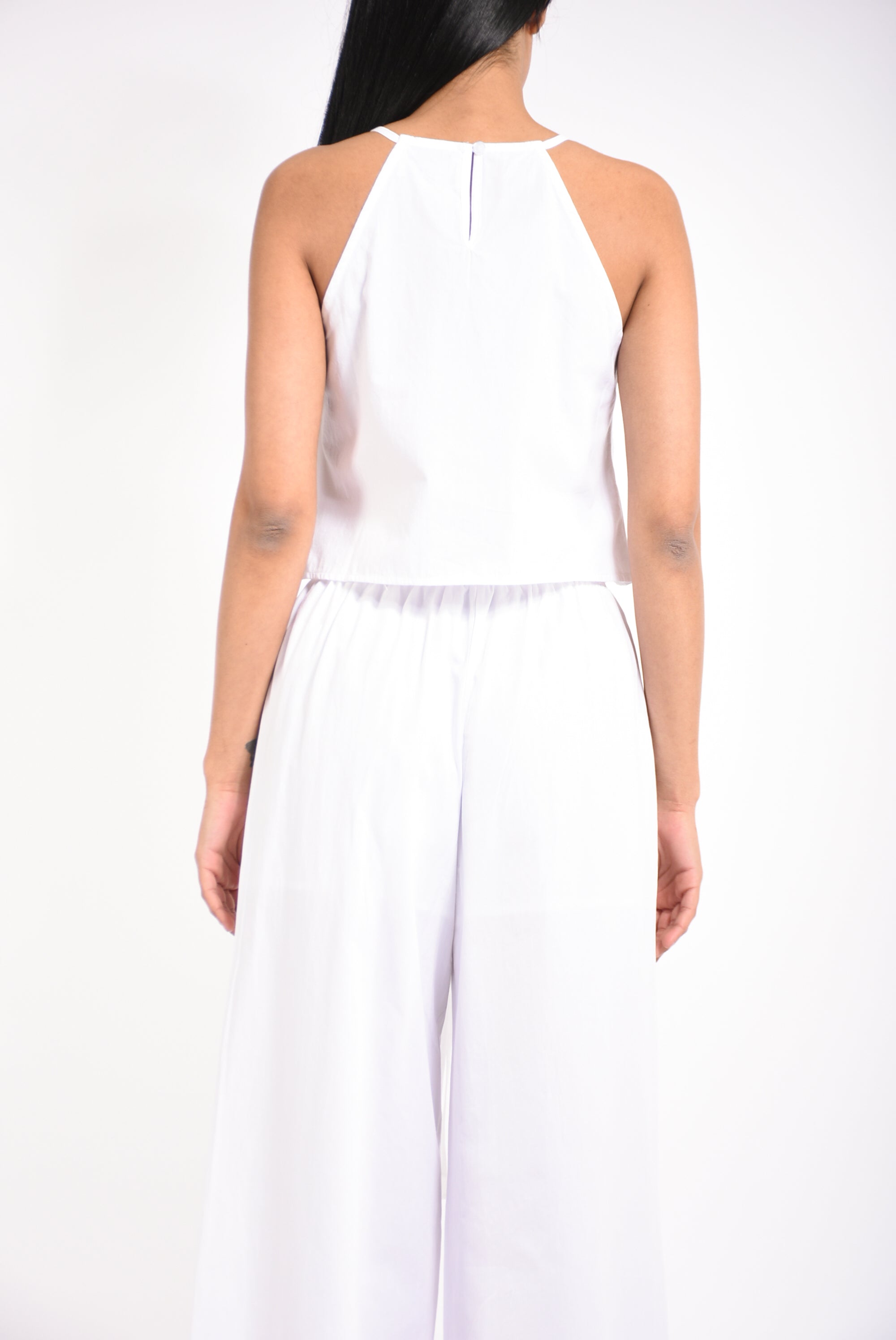 top in cotone con ricami
