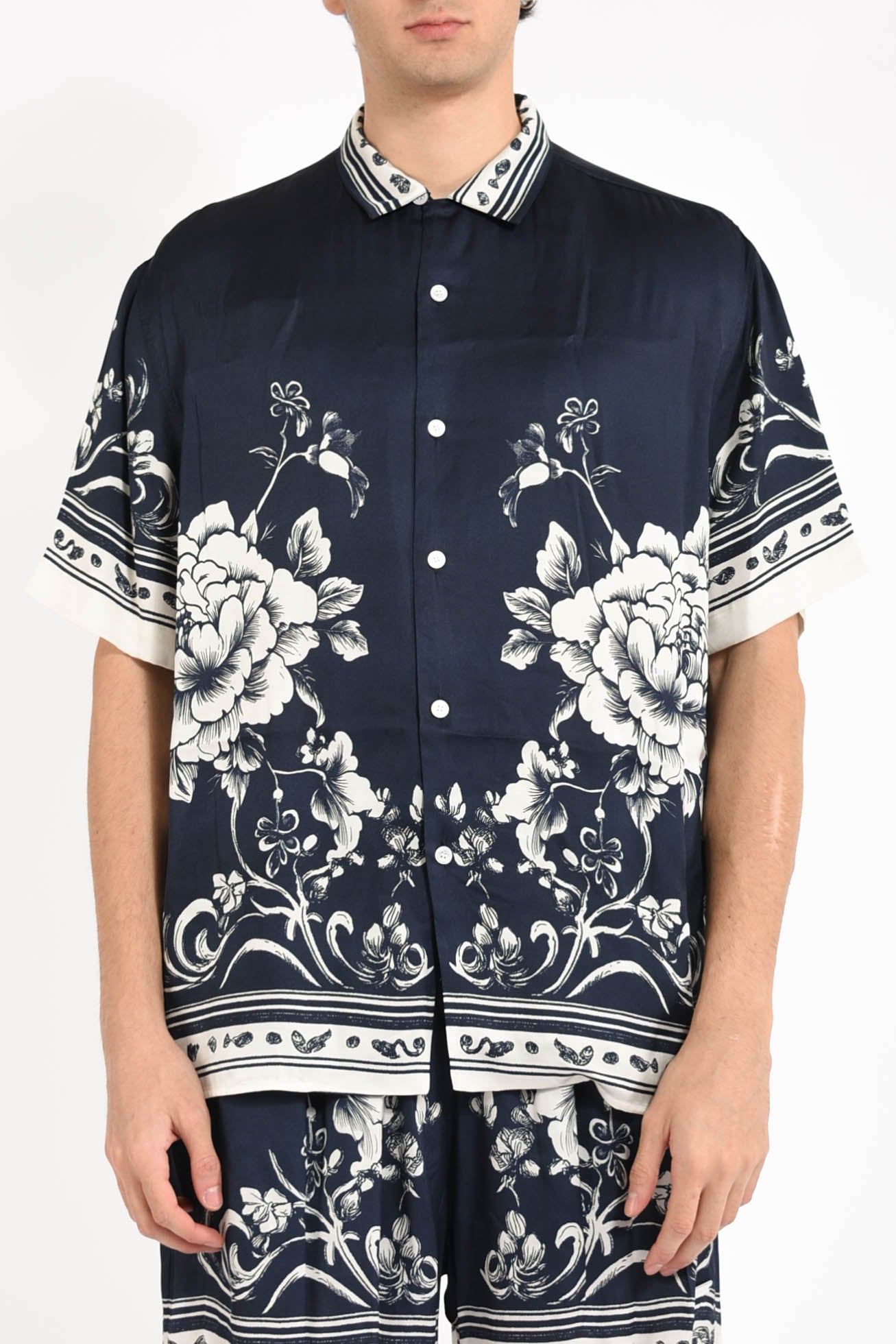 camicia  Blue Flower Print
