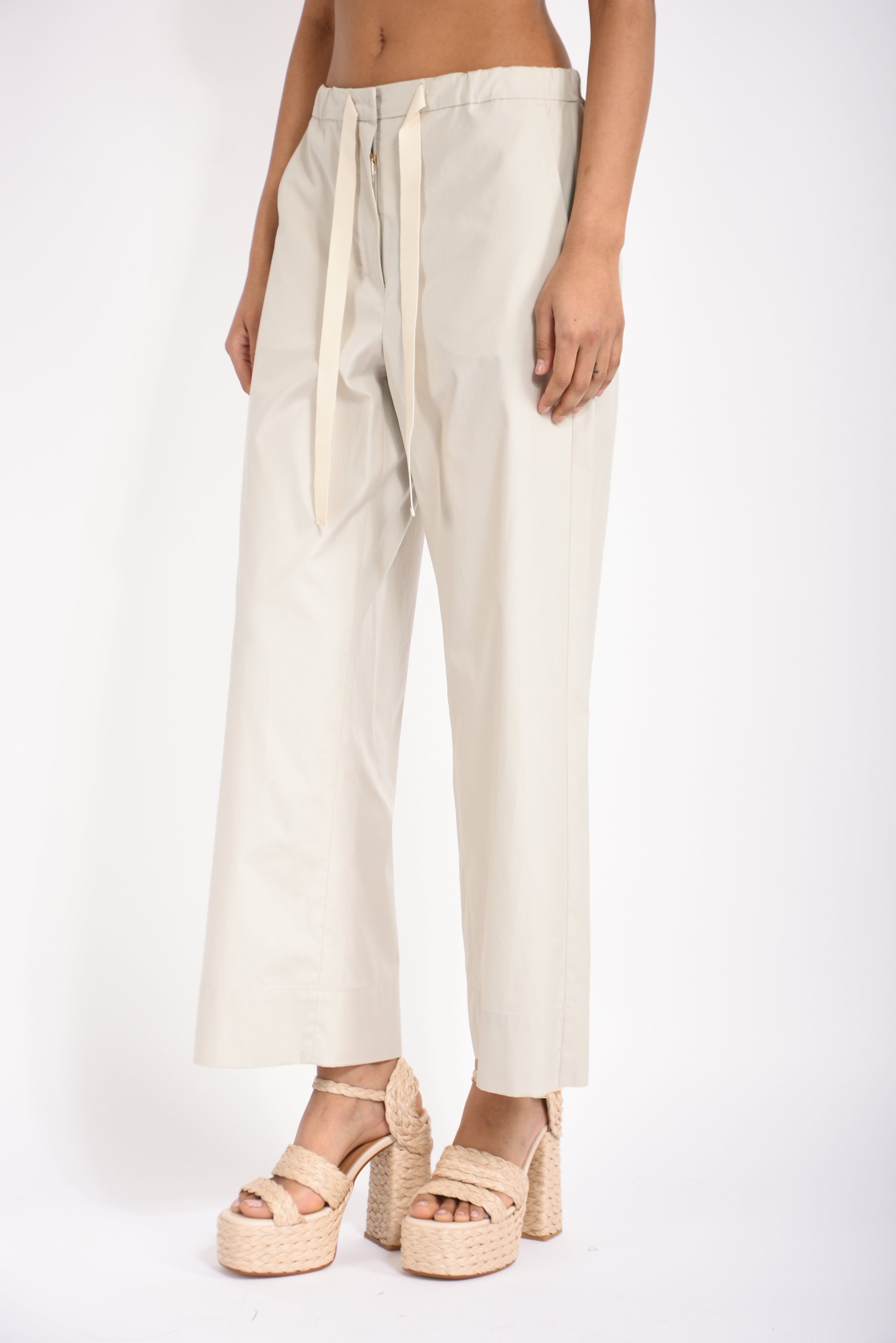 pantaloni in cotone argento