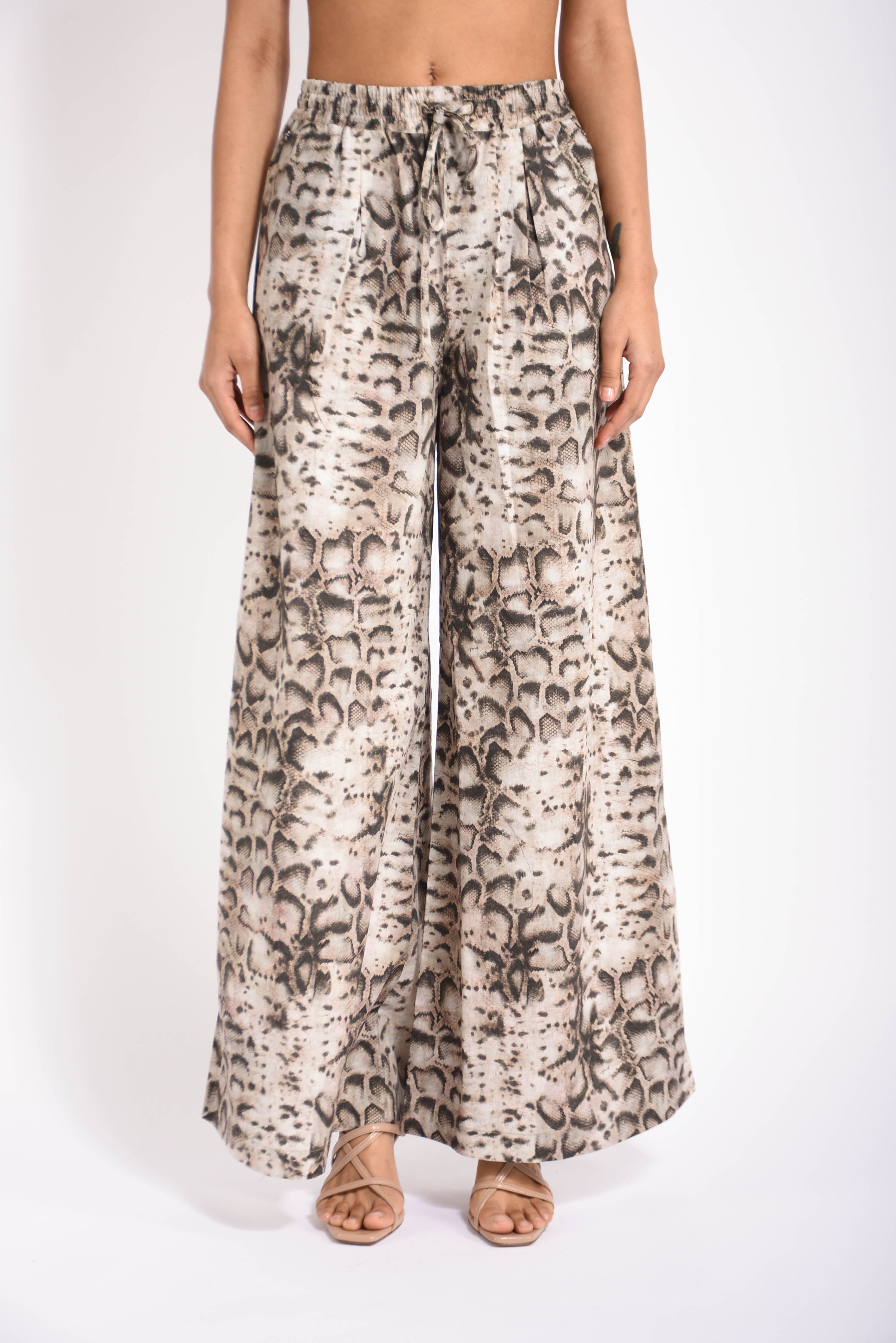 Pantaloni ampi con stampa snake gussola