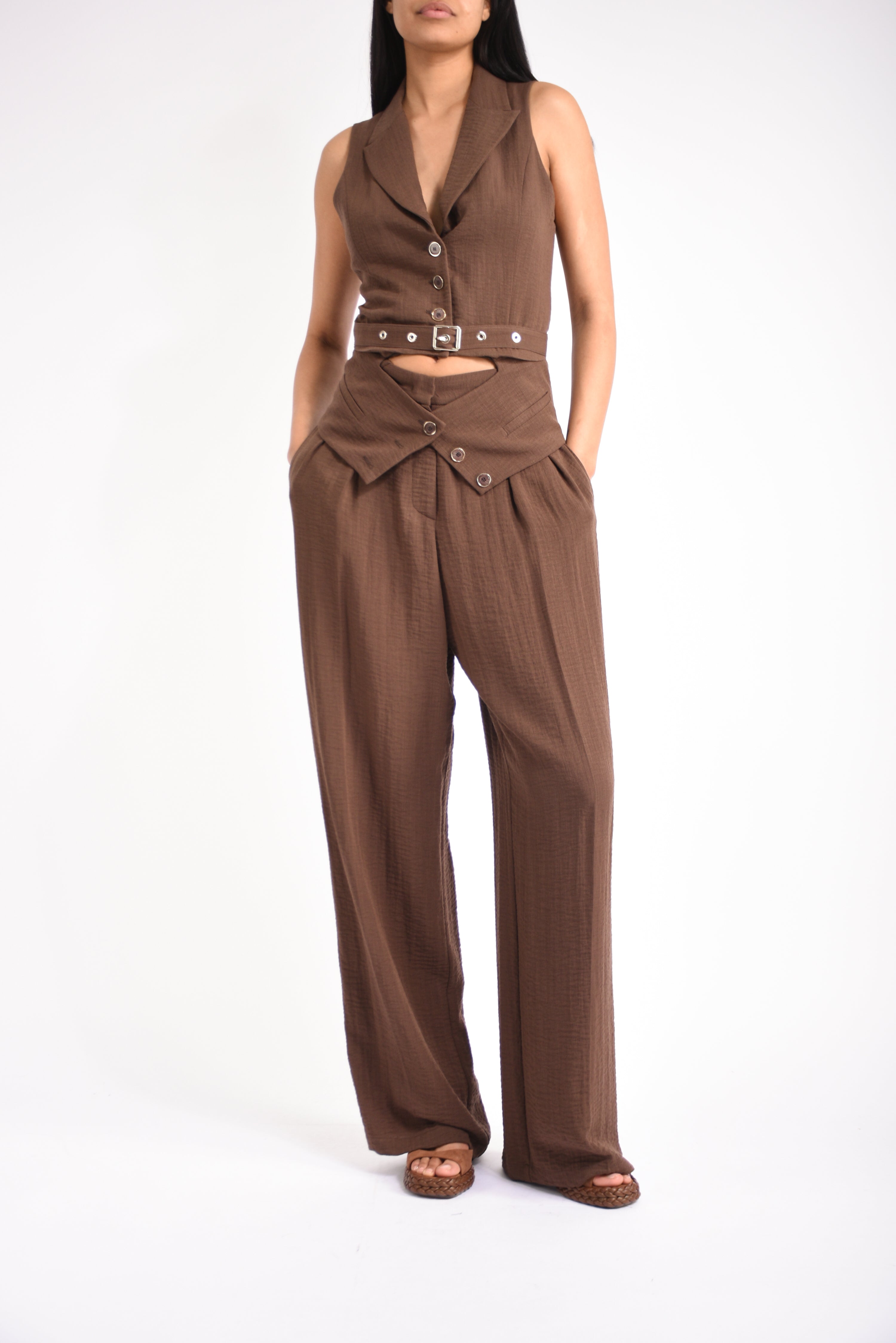 Pantaloni in tela fiammata